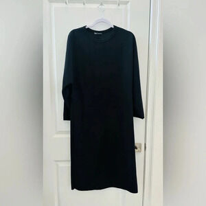ZARA Women's Oversized Long Soft Stretch Dress Black belt loops small